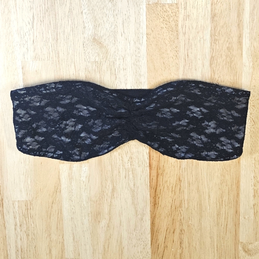 Black Lace Bandeau Bra - Picture 1 of 8